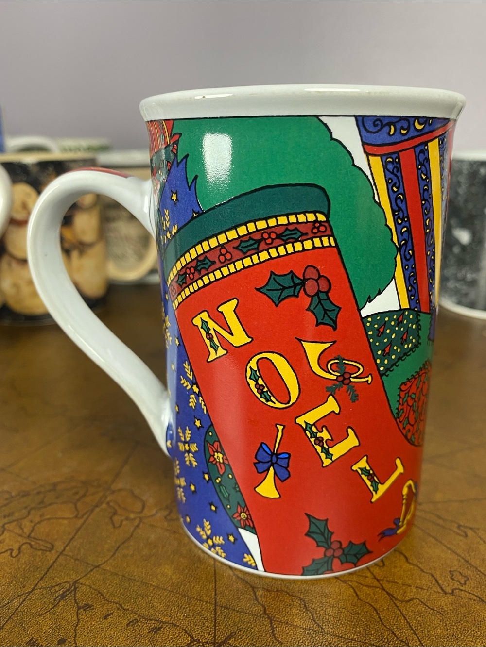 Vintage 1995 Holiday Elegance NOEL Christmas Mug Fire Works Signature Housewares